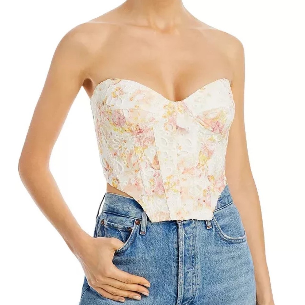 Bardot Lila Bustier Corset Sunny Floral Eyelet Top US 8 New with Tags - Picture 2 of 16